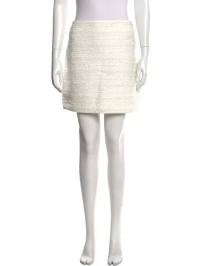 Pre-owned Nina Ricci Tweed Pattern Mini Skirt In White