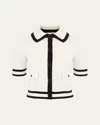 Nina Ricci Three Quarters Sleeves Cardigan Xxl In Ecru Noir
