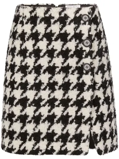Nina Ricci Houndstooth Mini Skirt In White