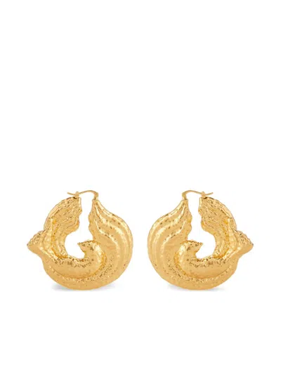 Nina Ricci Textured Hoop Twisted Earrings In Gold