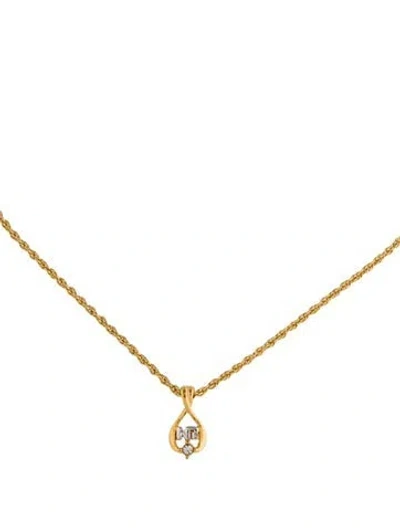 Pre-owned Nina Ricci Two-tone Crystal Logo Pendant Necklace, 17" In Multi