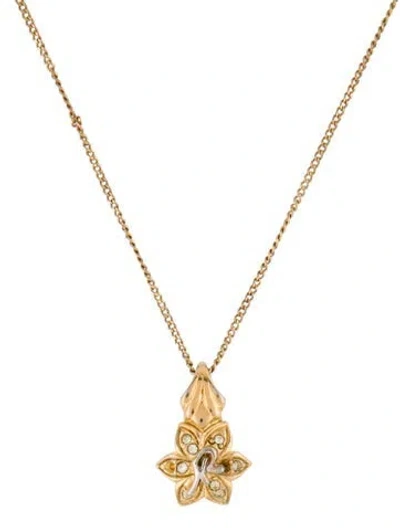 Pre-owned Nina Ricci Two-tone Crystal Pendant Necklace, 16.5" In Transparent