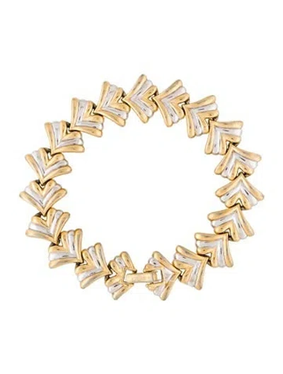 Pre-owned Nina Ricci Two-tone Link Bracelet, 7.25" In Multi