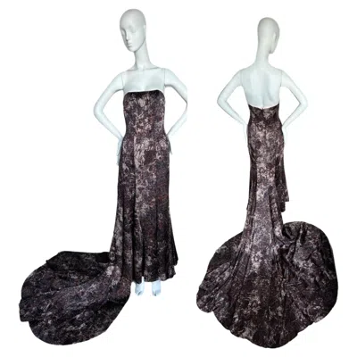 Pre-owned Nina Ricci Unworn  2008 Vintage Runway Silk Corseted Evening Gown Massive Train In Black