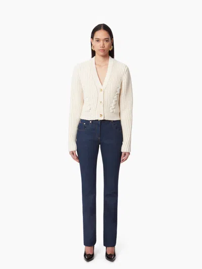 Nina Ricci V-neck Knit Cardigan Xxl In White