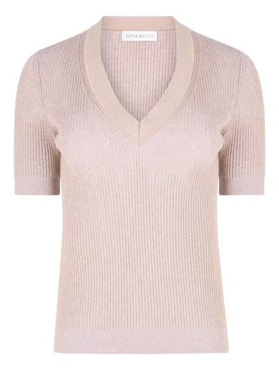 Nina Ricci V-neck Knit Top In Pink