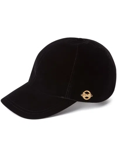 Nina Ricci Velvet Baseball Cap In Blue
