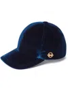 Nina Ricci Velvet Baseball Cap In Blue