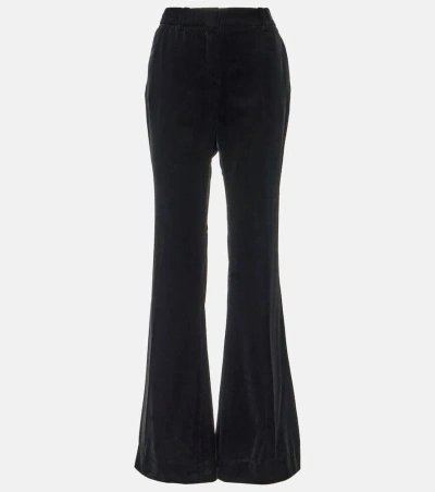 Nina Ricci Velvet Bootcut Trousers In Black