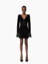 Nina Ricci Velvet Mini Dress With Bow In Black