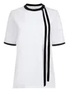 Nina Ricci Velvet-trimmed Bow T-shirt In White