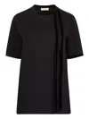 Nina Ricci Velvet-trimmed Short-sleeves Top In Black