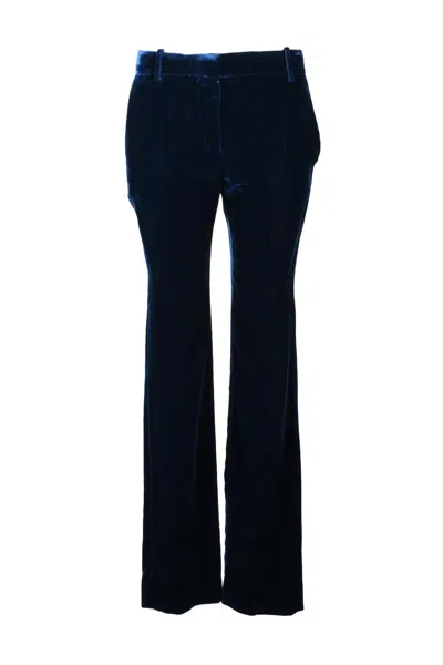 Nina Ricci Velvet Trousers - Midnight Blue In Black