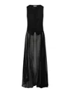 Nina Ricci Long Chiffon Train Bow Wool Vest In Black