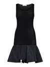 Nina Ricci Taffeta Peplum Knit Dress