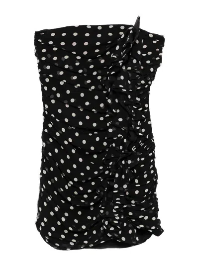 Nina Ricci Knee Length Strapless Dress With Ruffled Detailing In Black