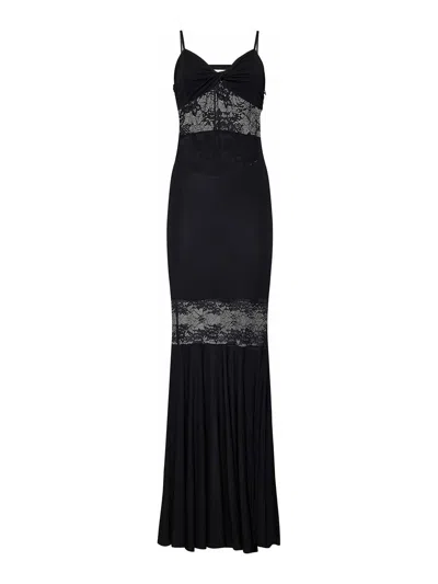 Nina Ricci Mermaid Dress With Lace Inserts In Black