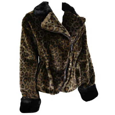 Pre-owned Nina Ricci Vintage 90s  Animal Leopard-print Faux Coat In Black