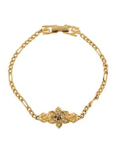 Pre-owned Nina Ricci Vintage Crystal Link Bracelet, 7" In Multi