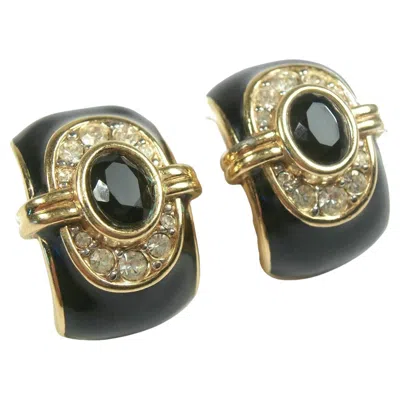 Pre-owned Nina Ricci - Vintage Enamel & Rhinestone Earrings - Clip On - Signed - C. 1980's In Multi