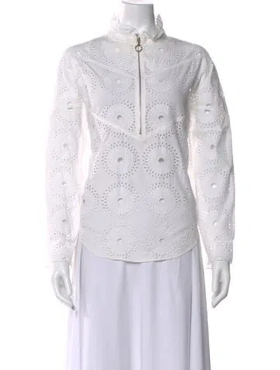 Pre-owned Nina Ricci Vintage Lace Pattern Blouse In White
