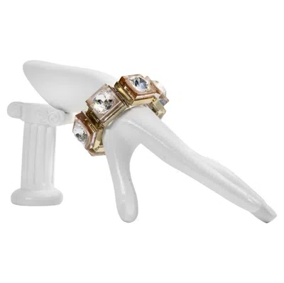 Pre-owned Nina Ricci Vintage  Gold-tone Metal Lucite Crystal Link Bracelet, 2000 In Multi