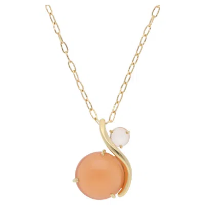 Pre-owned Nina Ricci Vintage  Moonstone And Rose Quartz Pendant Necklace In Red