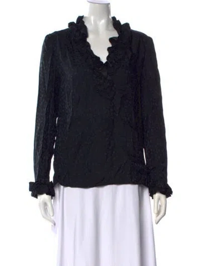 Pre-owned Nina Ricci Vintage Silk Blouse In Black