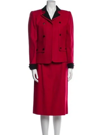 Pre-owned Nina Ricci Vintage Wool Skirt Set In Red