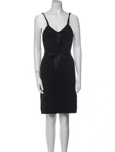 Pre-owned Nina Ricci Virgin Wool Knee-length Dress In Blue