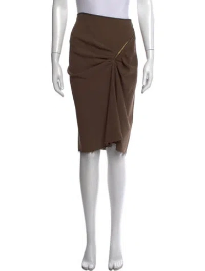Pre-owned Nina Ricci Virgin Wool Midi Length Skirt In Brown