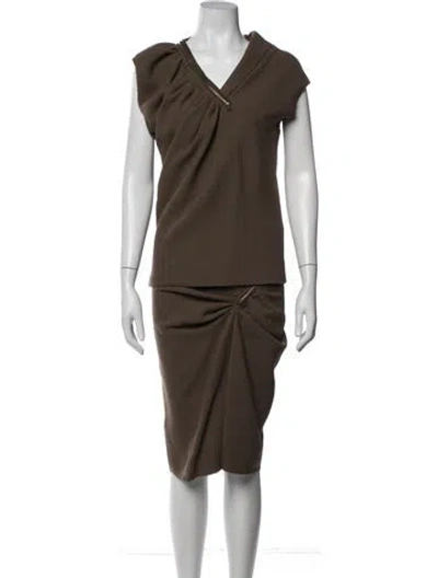 Pre-owned Nina Ricci Virgin Wool Skirt Set In Brown