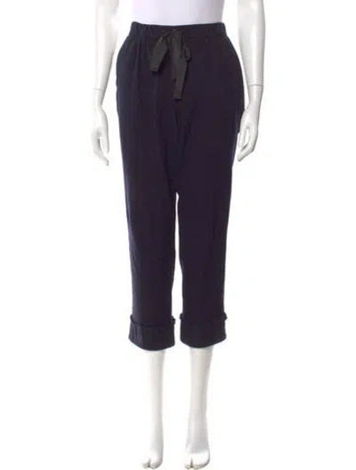 Pre-owned Nina Ricci Virgin Wool Straight Leg Pants In Blue