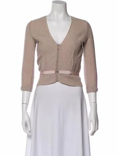 Pre-owned Nina Ricci Virgin Wool V-neck Sweater In Neutral