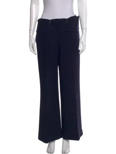 Pre-owned Nina Ricci Virgin Wool Wide Leg Pants In Blue