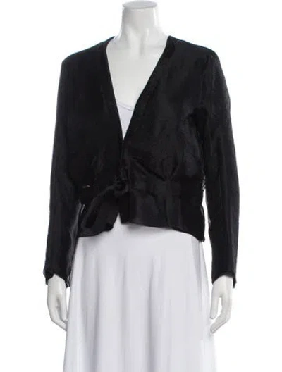 Pre-owned Nina Ricci V-neck Long Sleeve Blouse In Black