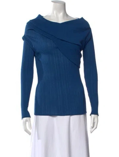 Pre-owned Nina Ricci V-neck Long Sleeve Top In Blue