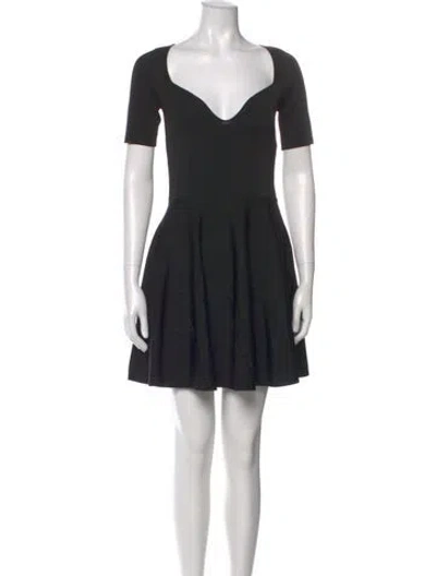 Pre-owned Nina Ricci V-neck Mini Dress In Black