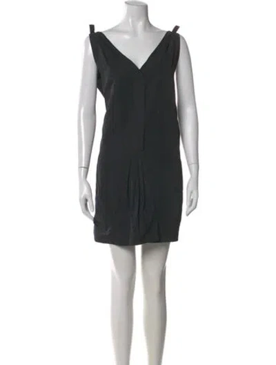 Pre-owned Nina Ricci V-neck Mini Dress In Black