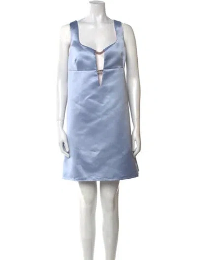 Pre-owned Nina Ricci V-neck Mini Dress In Blue