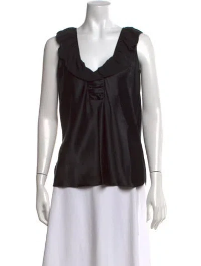 Pre-owned Nina Ricci V-neck Sleeveless Blouse In Black