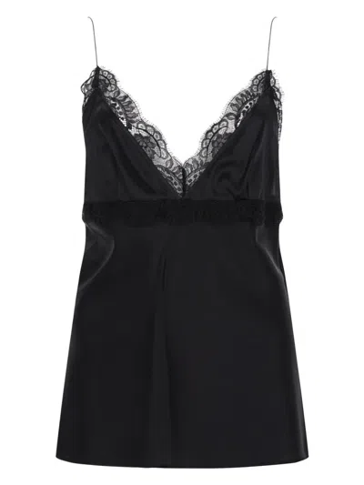 Nina Ricci Lace-trimmed Silk-blend Satin Camisole In Black