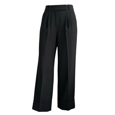 Pre-owned Nina Ricci Vtg  Fw11 Silk Wide Leg Trousers Black Fr 36 Us 4 High Rise Pleated