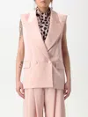Nina Ricci Crepe Satin Double Breasted Sleeveless Jacket In Blush In Pink