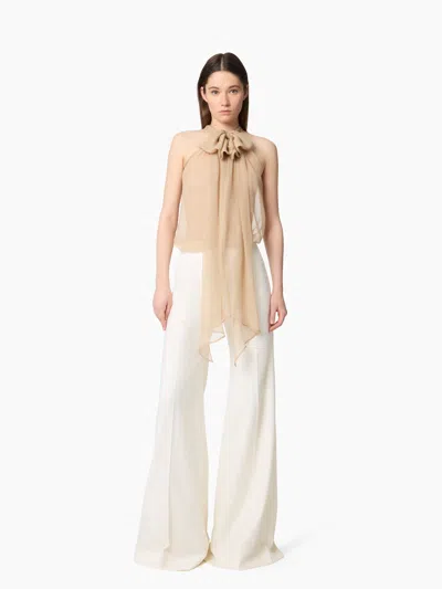 NINA RICCI WHITE FLARED WOOL PANTS