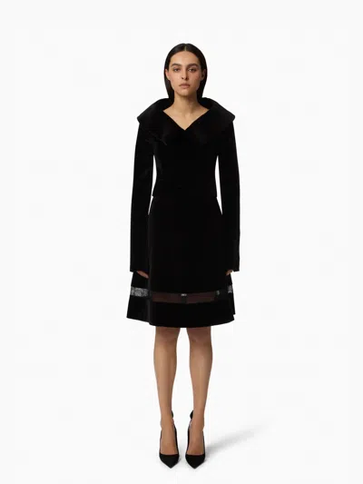Nina Ricci Wide Collar Velvet Jacket In Black