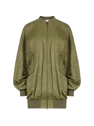 Nina Ricci Winkler Wrinkled-finish Oversized Bomber Jacket In Green
