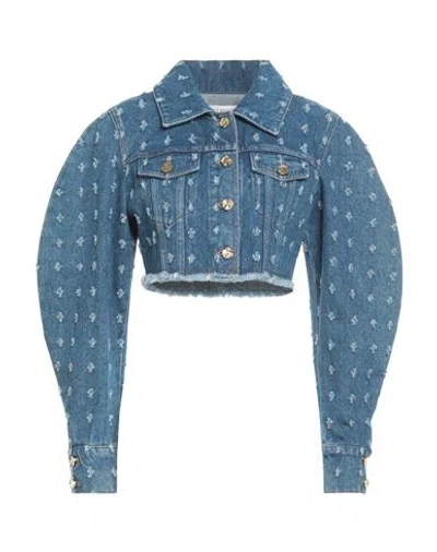 Nina Ricci Woman Denim Outerwear Blue Size 8 Cotton