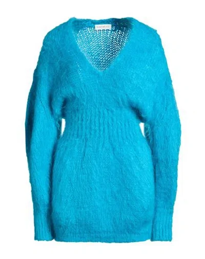 Nina Ricci Woman Mini Dress Azure Size M Mohair Wool, Wool, Polyamide In Blue