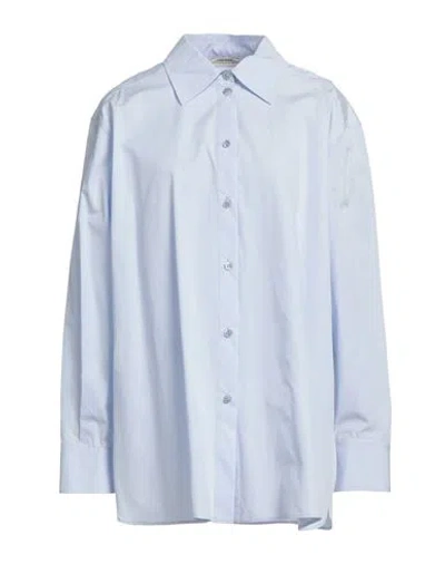 Nina Ricci Woman Shirt Sky Blue Size 12 Cotton
